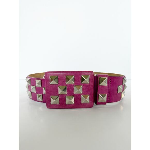 Streets Ahead Studded Leather B Roger Belt Pink Silver Studs Medium Rare main image 12